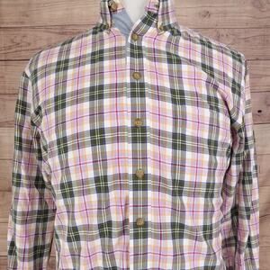 MINE LONG SLEEVE COLORFUL PINK PLAID BUTTON DOWN SHIRT MENS SIZE M MEDIUM